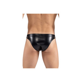 Slip noir Black Desire en simili cuir 